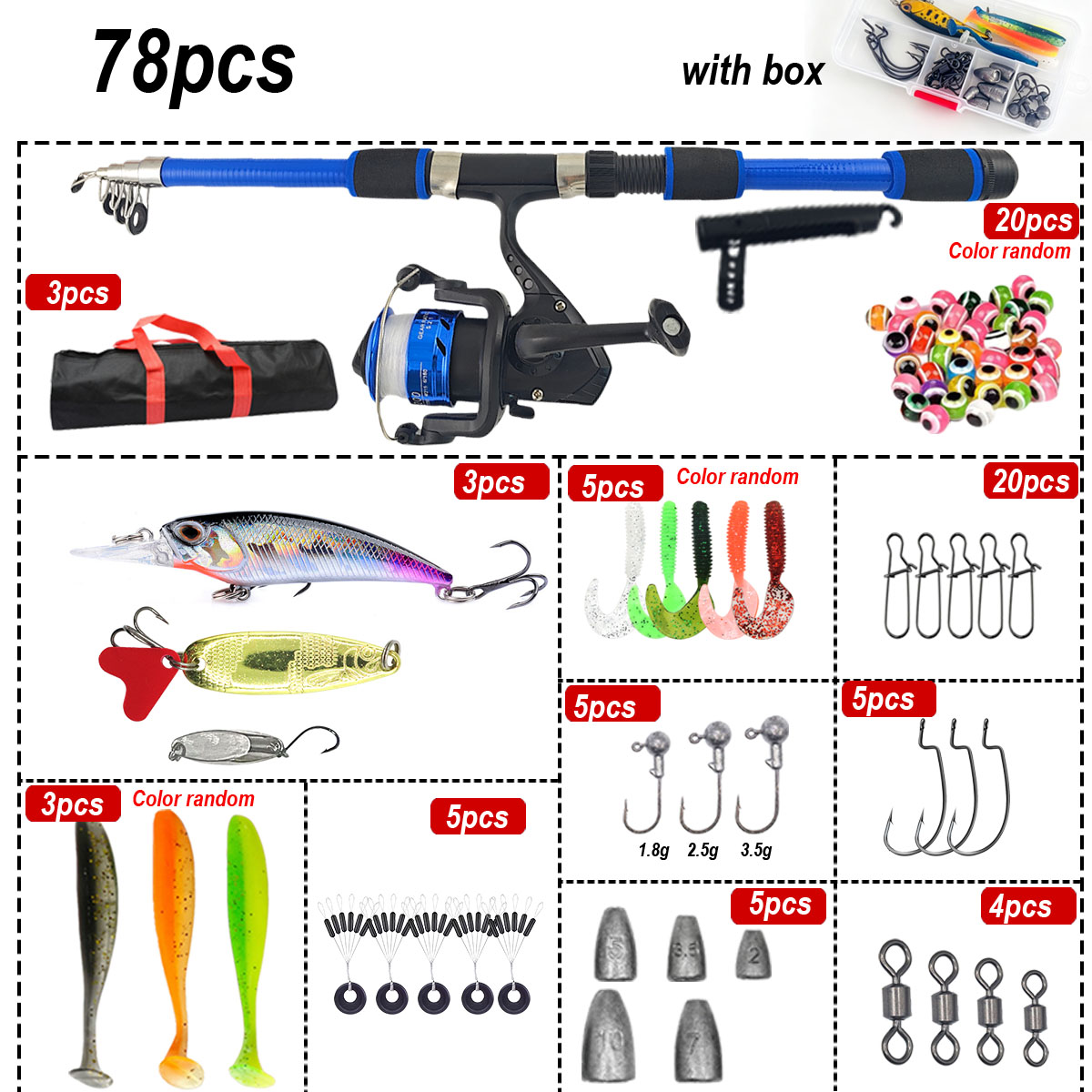 46Pcs Telescopic Fishing Rod R - Freshwater Line recensione e prezzo
