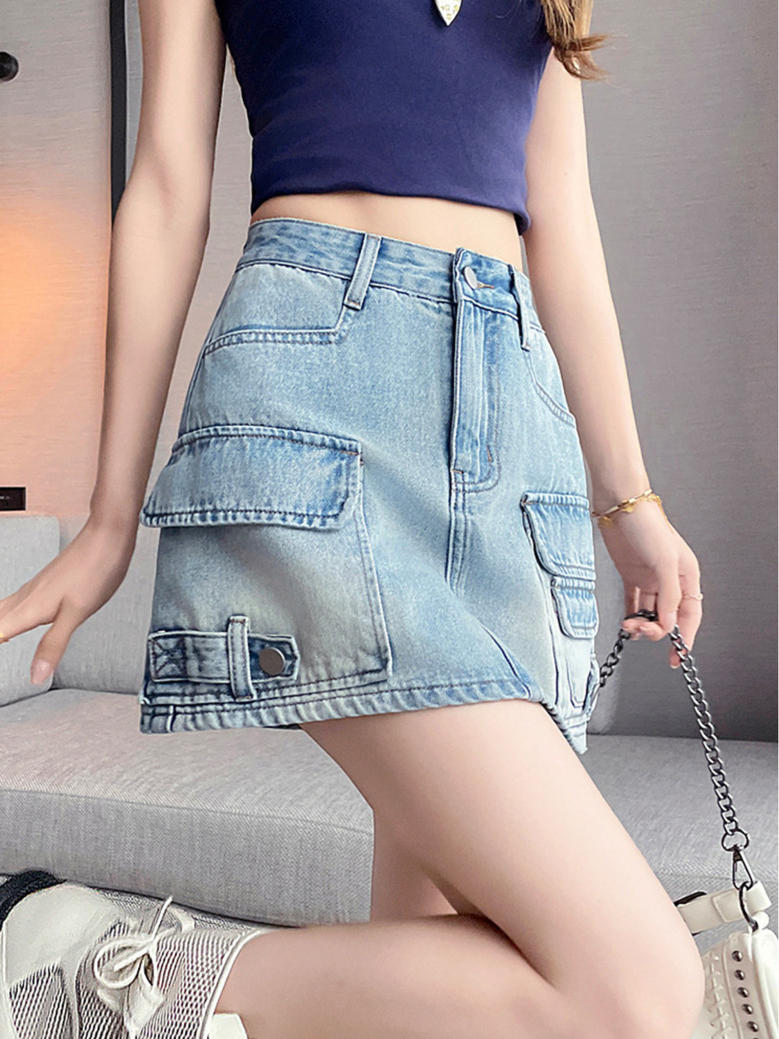 Women High Waist Cargo Denim M - Fly Line recensione e prezzo